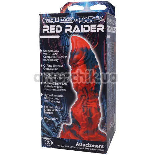 Фалоімітатор Doc Johnson Vac-U-Lock x Fantasy Fuckers Red Raider, чорно-червоний