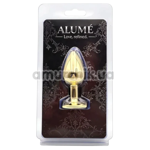 Анальная пробка с радужным кристаллом Alume Metal Plug S, золотая