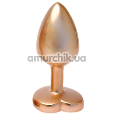 Анальна пробка з прозорим кристалом Gleaming Love Pearl Gold Plug Heart M, золота - Фото №1
