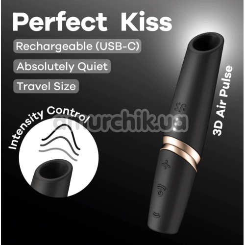 Симулятор орального сексу для жінок Satisfyer Perfect Kiss, чорний