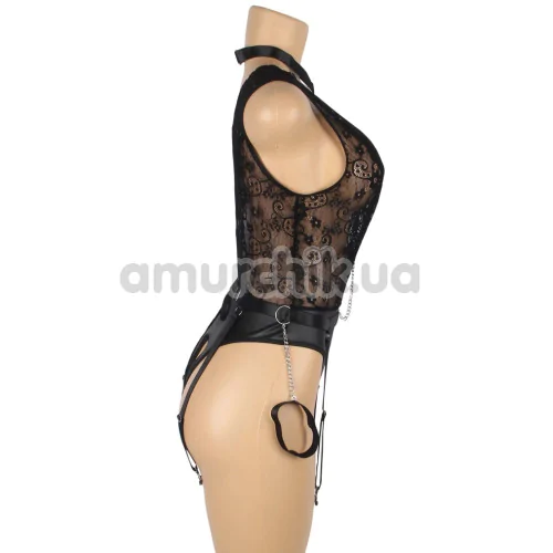 Боді з фіксаторами для рук Star Night Bodysuit With Cuffs, чорне