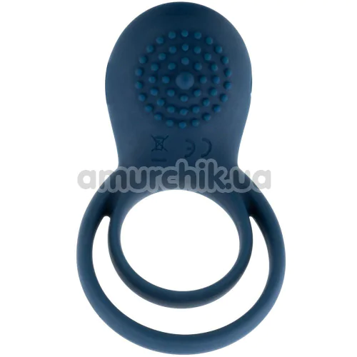 Виброкольцо для члена Boners Vibrating Double Cock Ring, синее
