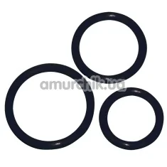 Набор из 3 эрекционных колец Cock Ring Set, черный - Фото №1