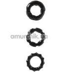 Набір з 3 ерекційних кілець Malesation Stretchy Cock Rings, чорний - Фото №1