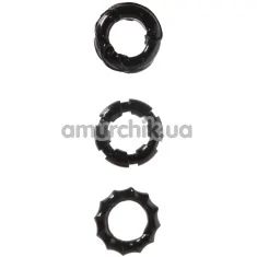 Набір з 3 ерекційних кілець Malesation Stretchy Cock Rings, чорний - Фото №1