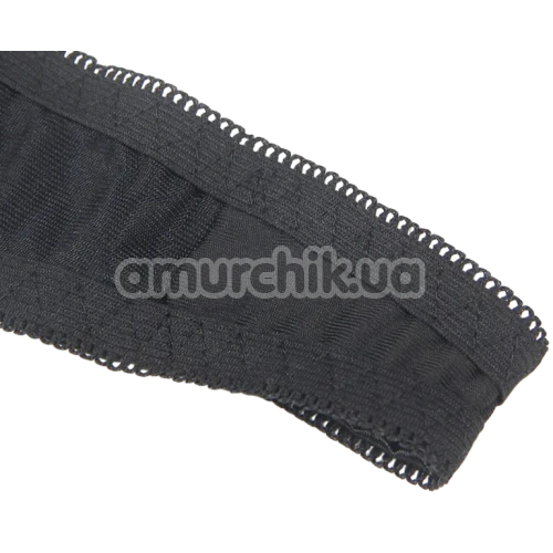 Комплект Star Night Openable Bow Sexy Bra Set, черный: бюстгальтер + трусики-стринги + гартеры