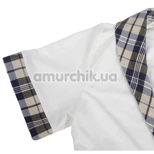 Костюм школярки Star Night Crop Top Plaid Skirt Schoolgirl Costume Set, білий: топ + спідниця