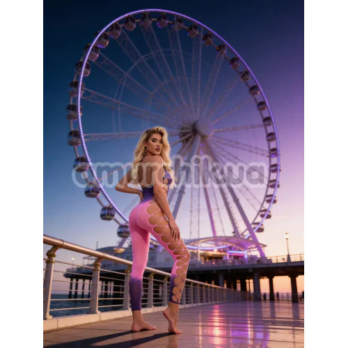 Комбинезон Star Night Hollow Out Gradient Bodystocking, фиолетово-розовый