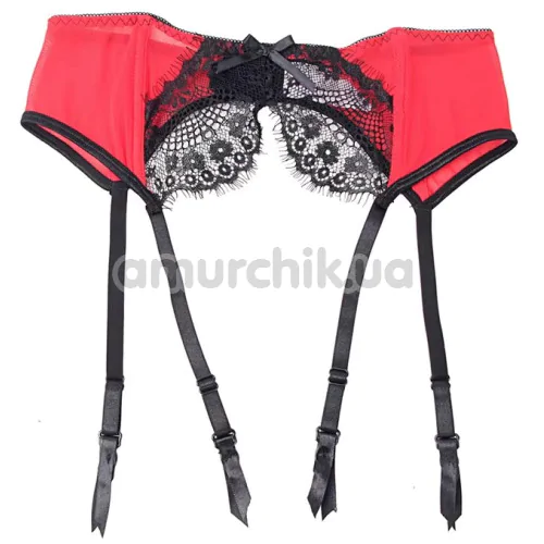 Комплект Star Night Tender Bow Mesh Garter Belt, червоний: пояс для панчіх + трусики-стрінги