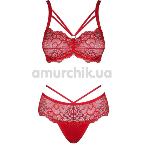 Комплект Obsessive Loventy, красный: бюстгальтер + трусики-стринги