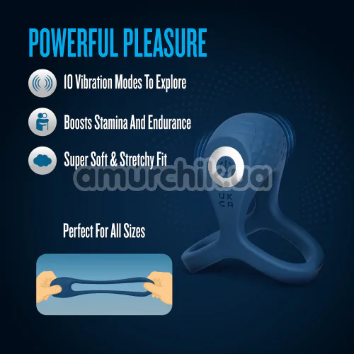 Віброкільце для члена Performance Plus Dual Flex Pro, синє