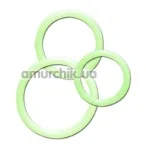 Набір ерекційних кілець Cock & Ball Rings Rubber Set, 3 шт світяться в темряві - Фото №1