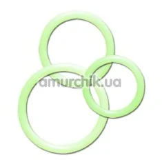 Набір ерекційних кілець Cock & Ball Rings Rubber Set, 3 шт світяться в темряві - Фото №1