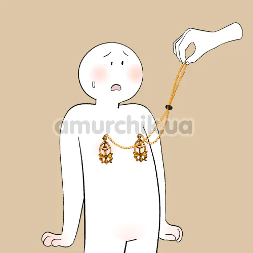 Зажимы для сосков Upko Pulling Chain Nipple Clamps, золотые