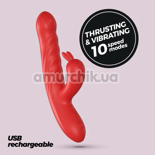 Вибратор с толчками Crushious Lapin, красный