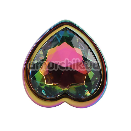 Анальна пробка з райдужним кристалом Matrix Mont Rainbow Heart Butt Plug S, мультикольорова