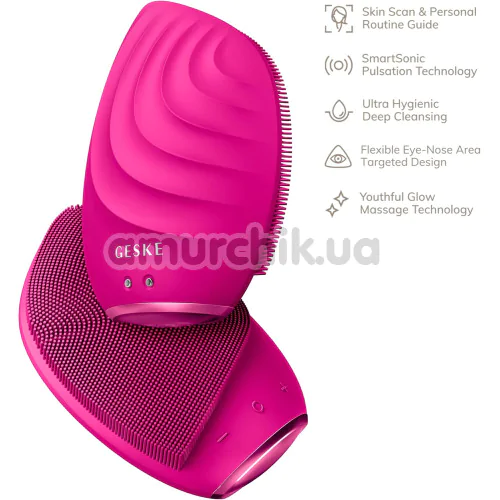 Ультразвуковая щетка для лица Geske Sonic Facial Brush 5 in 1, ярко-розовая