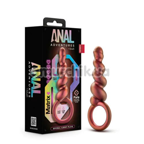 Анальная пробка Anal Adventures Matrix Spiral Loop Plug, оранжевая