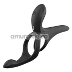 Насадка на пенис с вибрацией Men's Play Vibrating Cock Ring With Clitoral & Taint Stimulation B11, черная - Фото №1