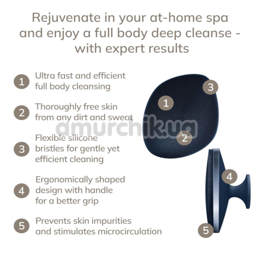 Щетка для тела Geske Body Brush 4 in 1 Suction Mount Metal, синяя
