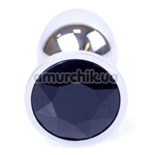 Анальна пробка з чорним кристалом Exclusivity Jewellery Silver Plug, срібна