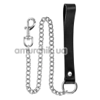 Повідець Fetish Tentation Premium Metal Leash With Cowhide Leather Wrist 72см, чорний - Фото №1