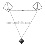 Затискачі для сосків Lockink Minimalism Metal Nipple Clamps with Heavy Pendant And Rings, сірі - Фото №1