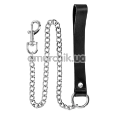 Поводок Fetish Tentation Premium Metal Leash With Cowhide Leather Wrist 72см, черный - Фото №1