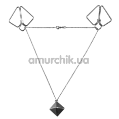 Затискачі для сосків Lockink Minimalism Metal Nipple Clamps with Heavy Pendant And Rings, сірі - Фото №1