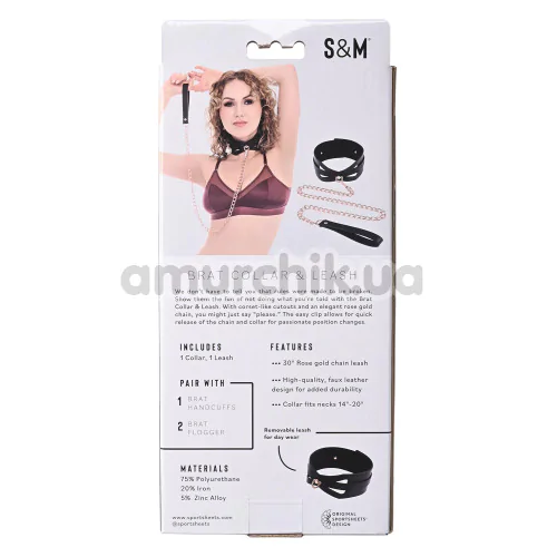 Ошейник с поводком Sex & Mischief Brat Collar and Leash, черный