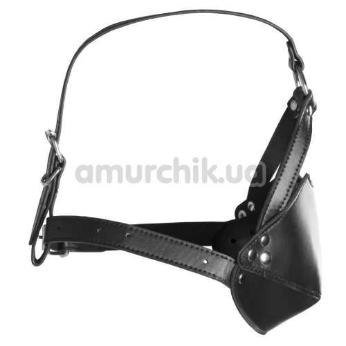 Маска с кляпом Ouch! Head Harness with Mouth Cover and Solid Ball Gag, черная