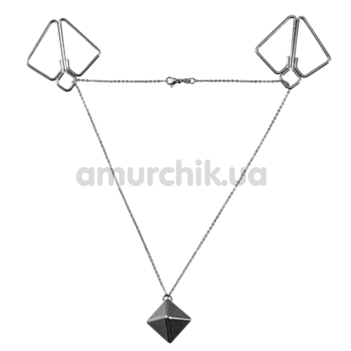 Зажимы для сосков Lockink Minimalism Metal Nipple Clamps with Heavy Pendant And Rings, серые - Фото №1