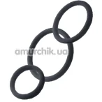 Набор из 3 эрекционных колец Black & Red Cock Rings Set, черный - Фото №1