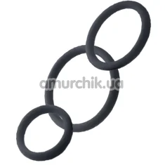 Набір з 3 ерекційних кілець Black & Red Cock Rings Set, чорний - Фото №1