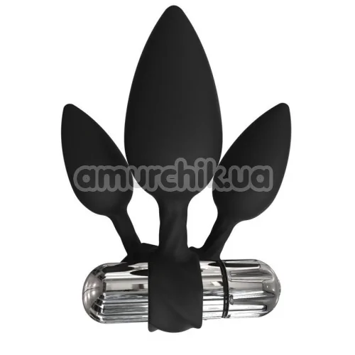 Набор из 3 анальных пробок с вибрацией Bathmate Anal Training Plugs Vibe, черный