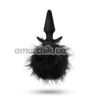 Анальная пробка Anal Adventures Platinum Rabbit Tail Plug, черная - Фото №1