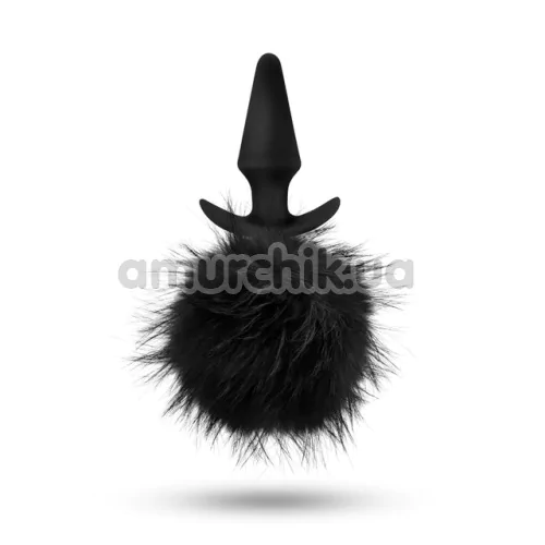 Анальна пробка Anal Adventures Platinum Rabbit Tail Plug, чорна - Фото №1