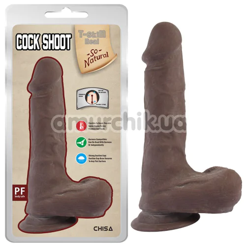 Фалоімітатор T-skin ReaL Cock Shoot, коричневий