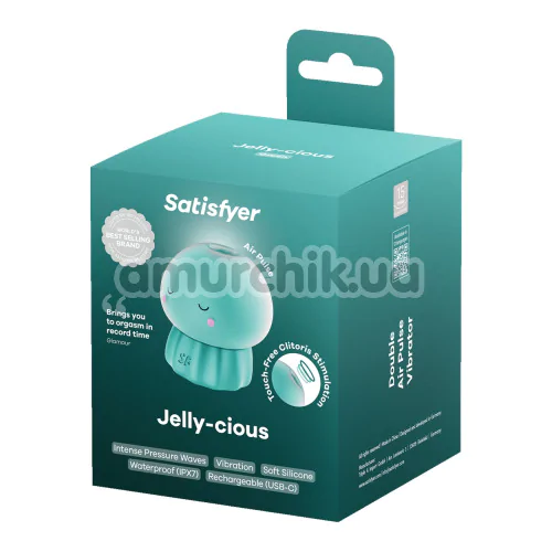 Симулятор орального сексу для жінок з вібрацією Satisfyer Jelly-cious, бірюзовий