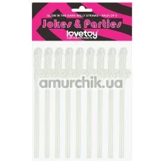 Трубочки для напитков LoveToy Jokes&Parties Glow In The Dark Willy Penis Straws - светящиеся в темноте, 9 шт - Фото №1