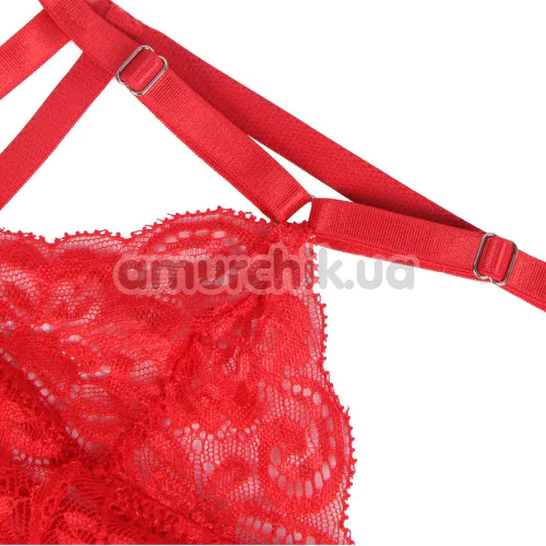 Комплект Star Night Bra Garter Belt, червоний: бюстгальтер + трусики з гартерами