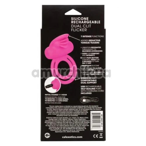 Віброкільце Dual Clit Flicker, рожеве