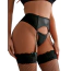 Комплект Star Night Wet Look Garter Belt, черный: пояс для чулок + трусики-стринги - Фото №2