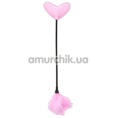 Стек з пір'їнкою для пестощів DS Fetish Heart Paddle, рожевий - Фото №1