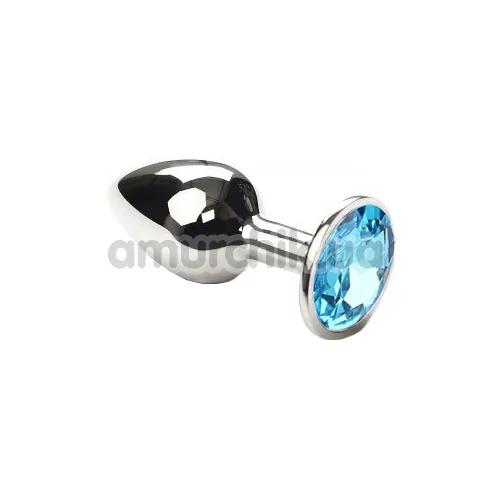 Анальна пробка з блакитним кристалом SWAROVSKI Silver Blue Small, срібна