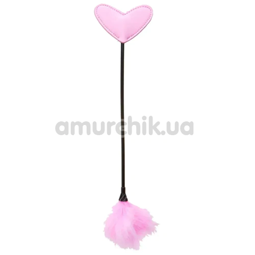 Стек з пір'їнкою для пестощів DS Fetish Heart Paddle, рожевий - Фото №1
