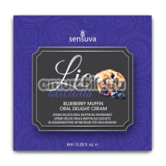 Крем для минета Sensuva Lic-O-Licious Throat Coating Oral Delight Cream Blueberry Muffin - черничный кекс, 6 мл - Фото №1