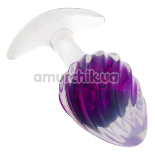 Анальна пробка Crystal Ribbed Butt Plug Large, фіолетова