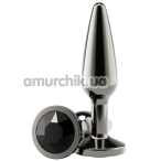 Анальна пробка з чорним кристалом Rear Assets Metal Plug M Tapered, чорна - Фото №1