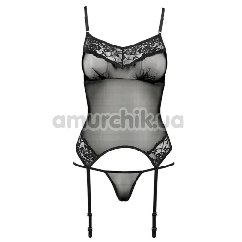 Комплект Passion Free Your Senses Melania Corset, черный: корсет + трусики-стринги